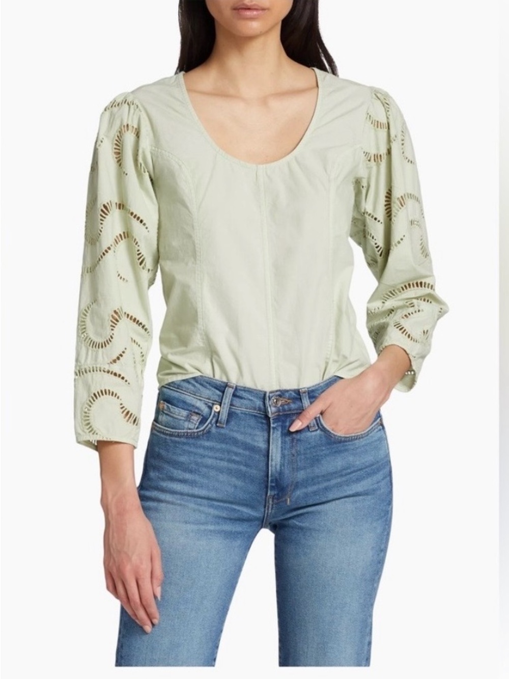 Seven7 all mankind eyelet sleeve cotton top